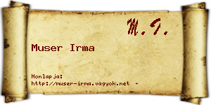 Muser Irma névjegykártya